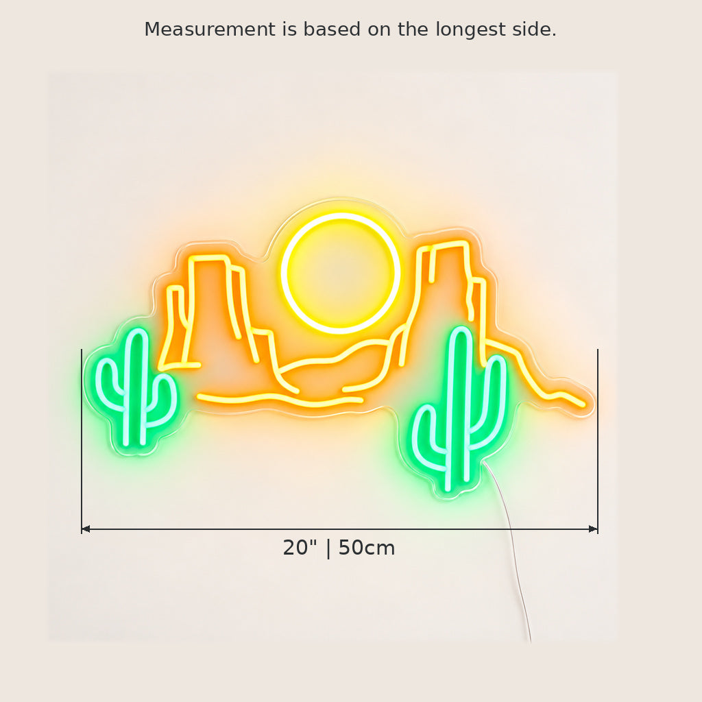 Two Cactus Desert Sun LED Neon Sign — original product image 03
