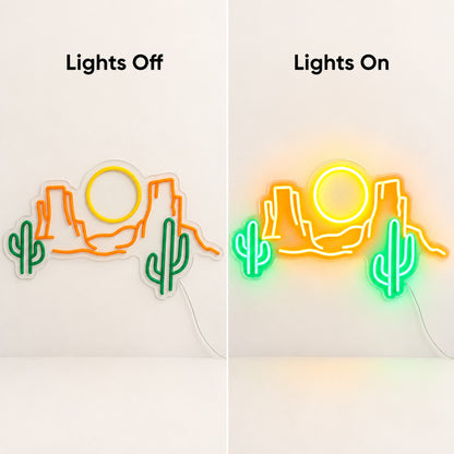 Two Cactus Desert Sun LED Neon Sign — original product image 05
