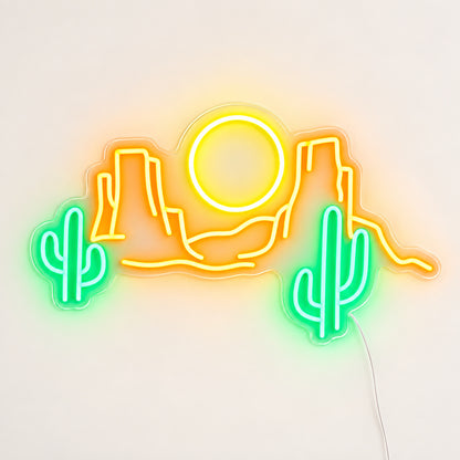 Two Cactus Desert Sun LED Neon Sign — original product image 06