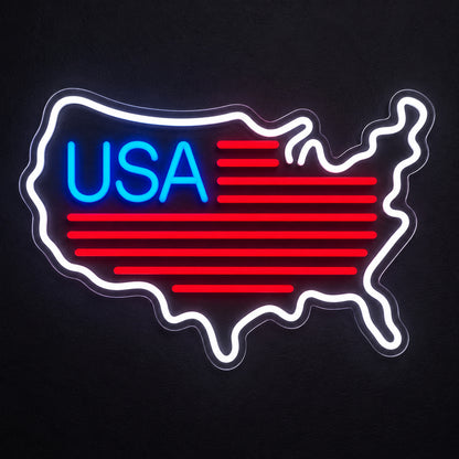 Usa Map Flag Stripes LED Neon Sign — original product image 01