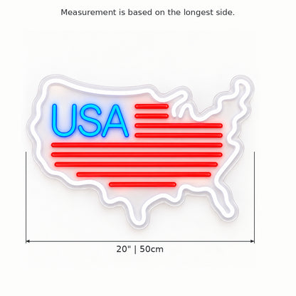 Usa Map Flag Stripes LED Neon Sign — original product image 03