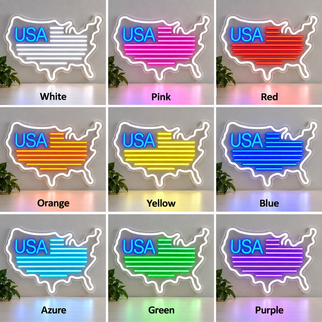 Usa Map Flag Stripes LED Neon Sign — original product image 04