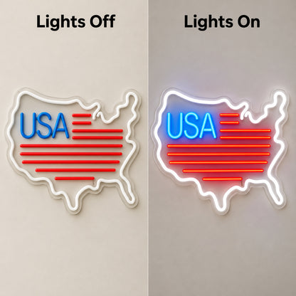 Usa Map Flag Stripes LED Neon Sign — original product image 05