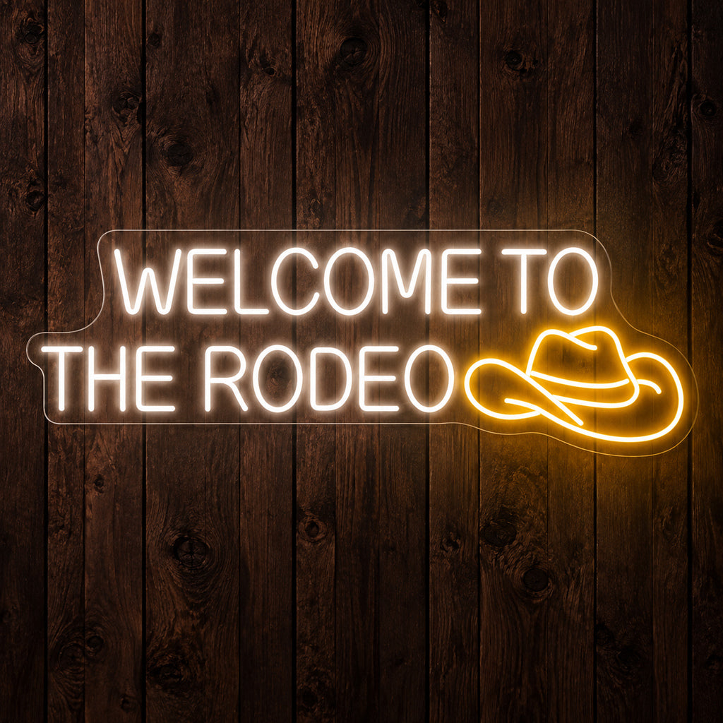 Welcome To The Rodeo Cowboy Hat LED Neon Sign — original product image 01