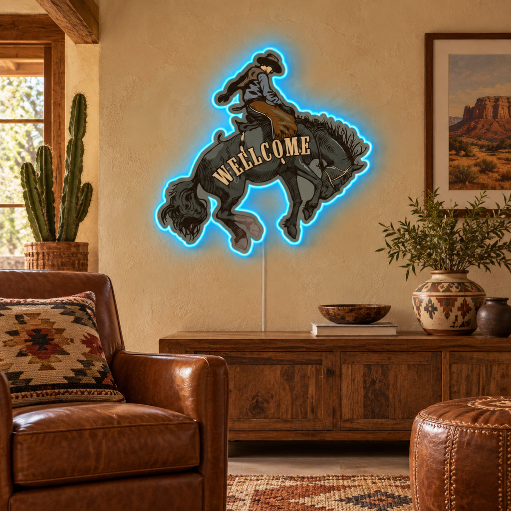 Welcome To The Rodeo Cowboy Rider LED Neon Sign — original product image 02