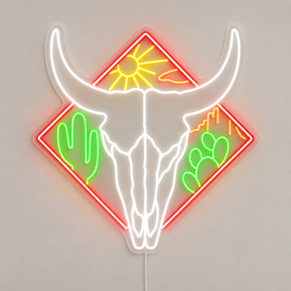 Western Bull Skull Bookshelf LED Neon Sign — original product image 06