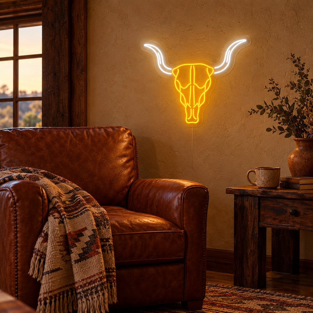 Western Bull Skull LED Neon Sign — original product image 02