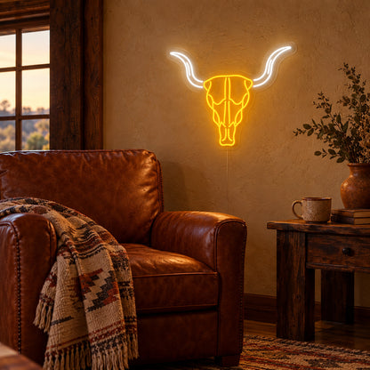 Western Bull Skull LED Neon Sign — original product image 02