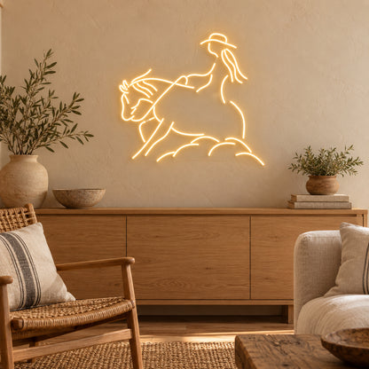 Western Horse Silhouette Wall Decor LED Neon Sign — original product image 02