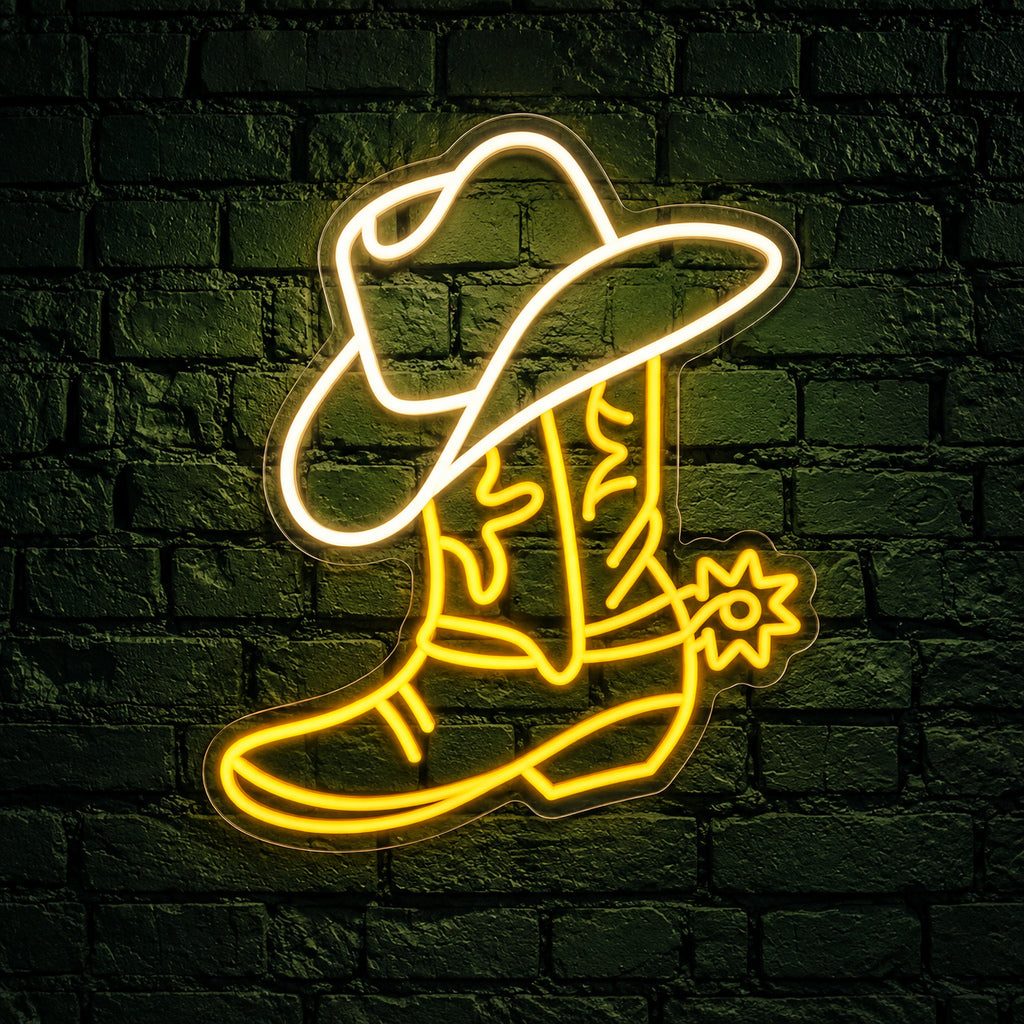 Western Rodeo Boot Hat LED Neon Sign — original product image 01