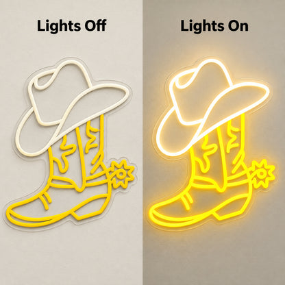 Western Rodeo Boot Hat LED Neon Sign — original product image 05