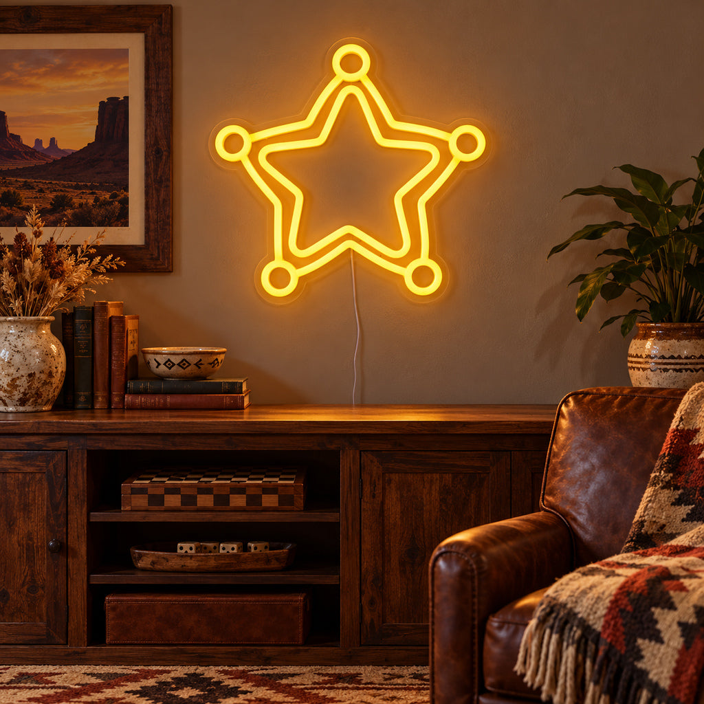 Western Sheriff Star Badge LED Neon Sign — original product image 02
