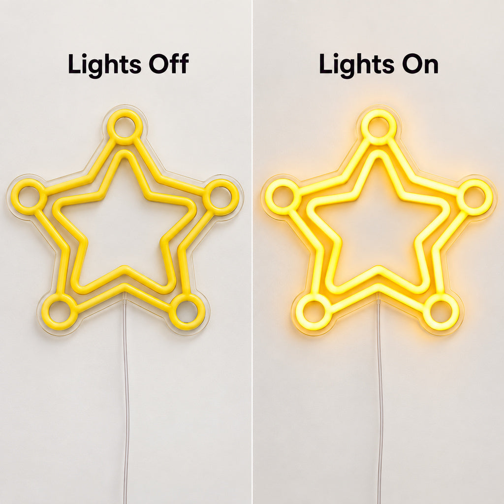 Western Sheriff Star Badge LED Neon Sign — original product image 05