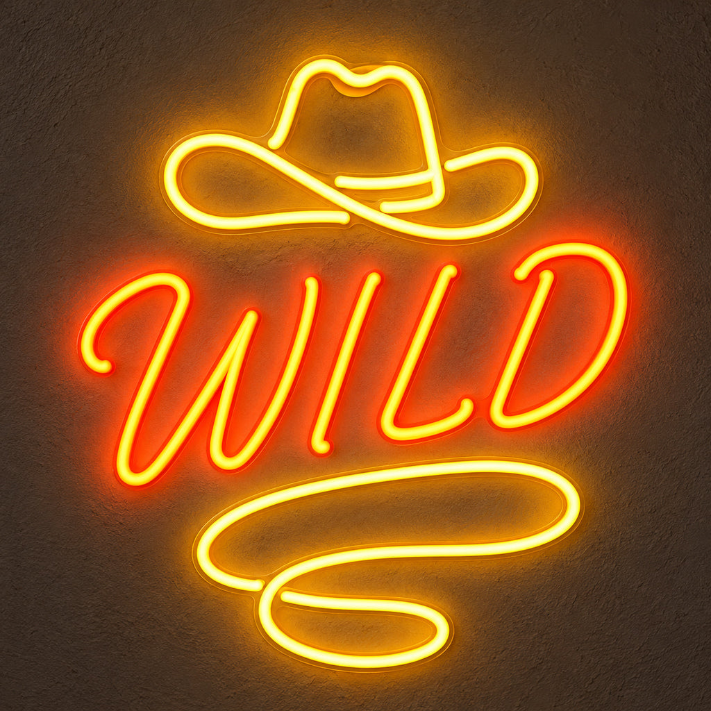 Wild Cowboy Hat Lasso Garage LED Neon Sign — original product image 01