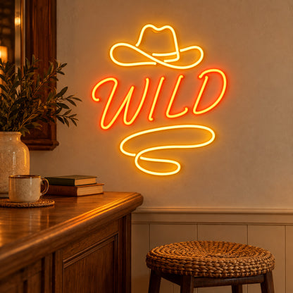 Wild Cowboy Hat Lasso Garage LED Neon Sign — original product image 02