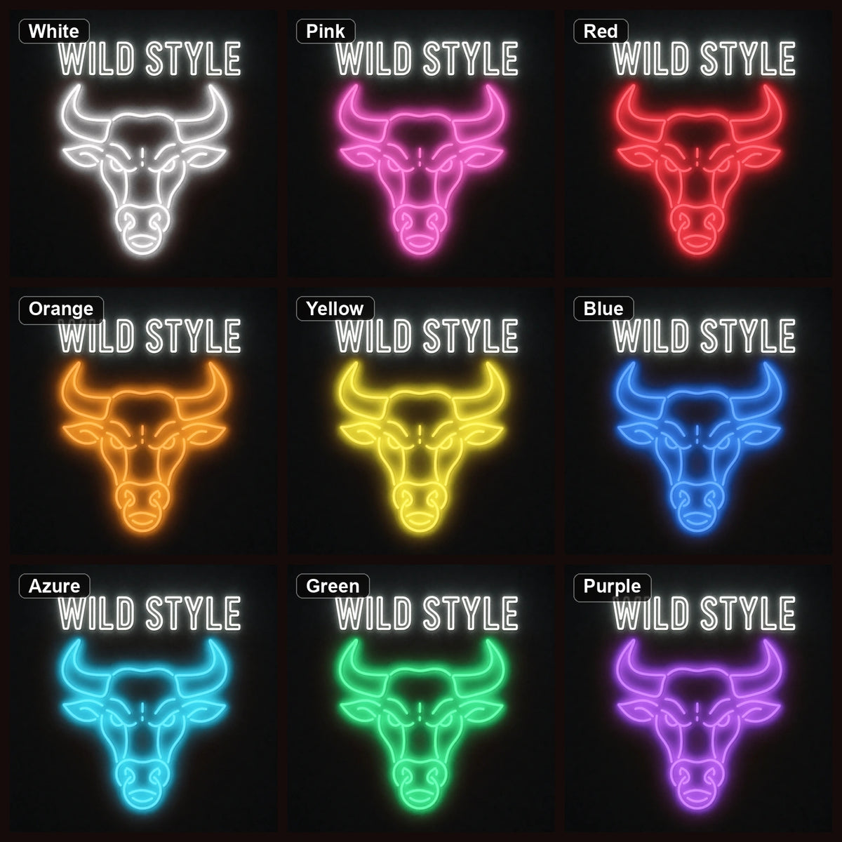 wild style bull head led neon sign — original product image 05