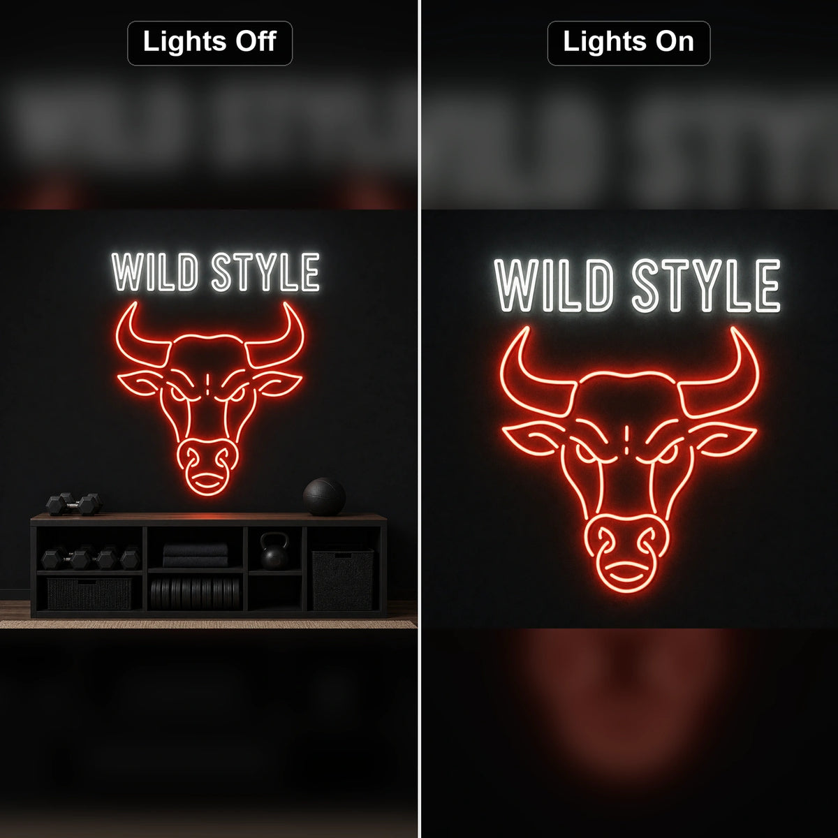 wild style bull head led neon sign — original product image 06