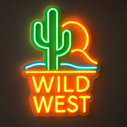 Wild West Cactus Sunset Garage LED Neon Sign — original product image 01