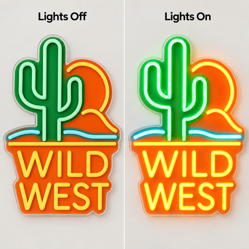 Wild West Cactus Sunset Garage LED Neon Sign — original product image 05