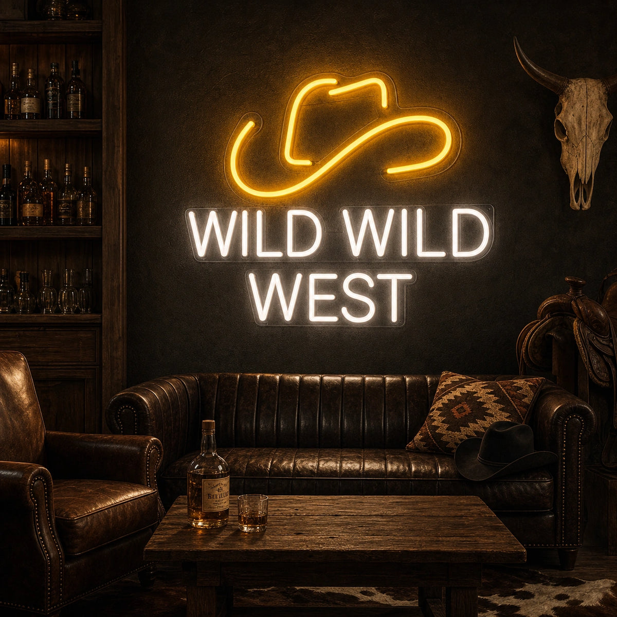 wild wild west cowboy hat led neon sign — original product image 02