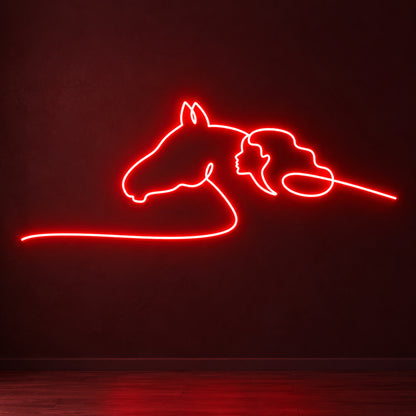 Woman and Horse Line Art LED Neon Sign — original product image 01