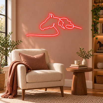 Woman and Horse Line Art LED Neon Sign — original product image 02
