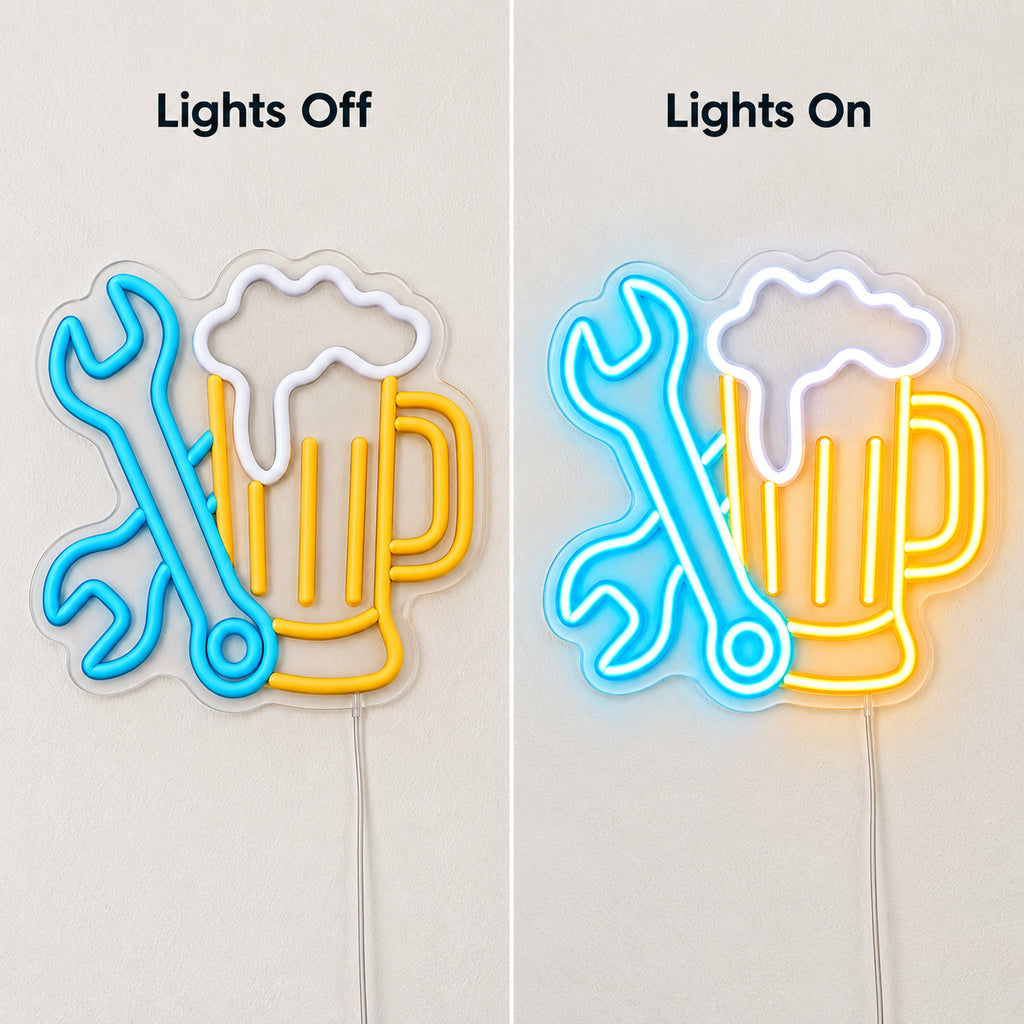 Wrench Beer Mug LED Neon Sign — original product image 05