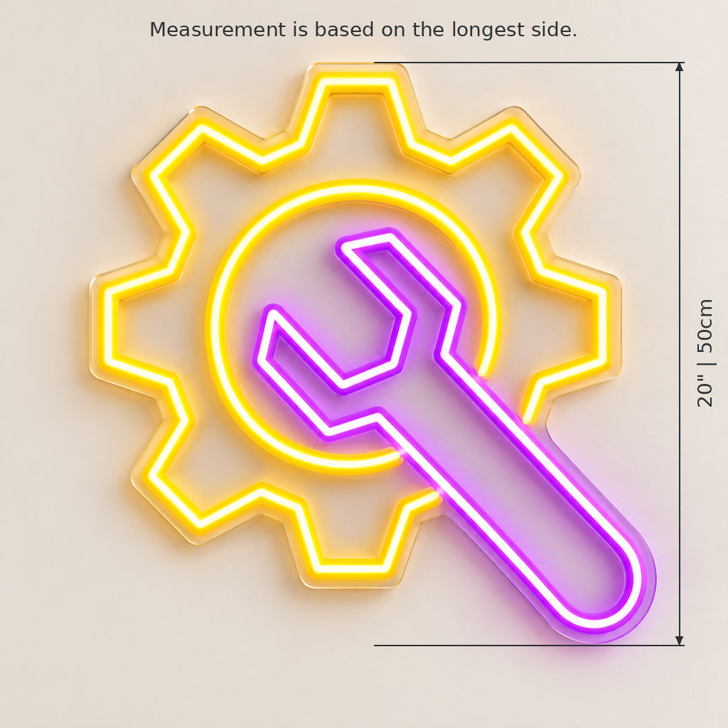 Wrench Cog Wheel LED Neon Sign — original product image 03