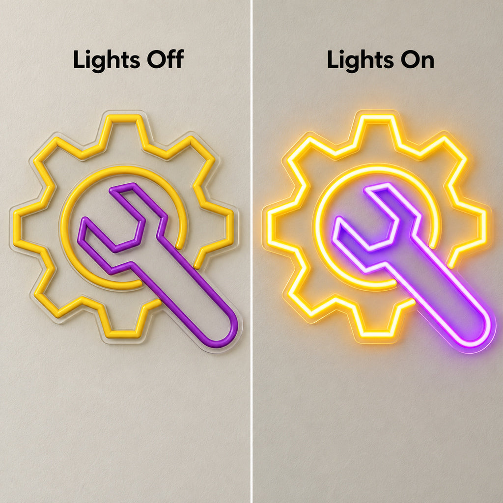 Wrench Cog Wheel LED Neon Sign — original product image 05
