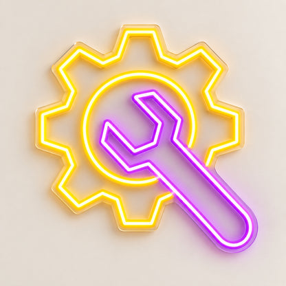 Wrench Cog Wheel LED Neon Sign — original product image 06