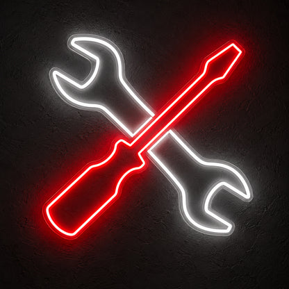 Wrench Screwdriver Dark Wall LED Neon Sign — original product image 01