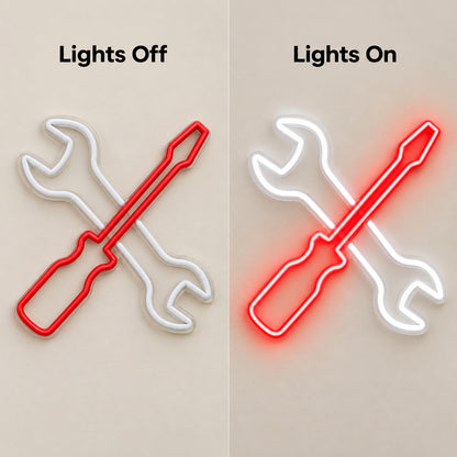 Wrench Screwdriver Dark Wall LED Neon Sign — original product image 05