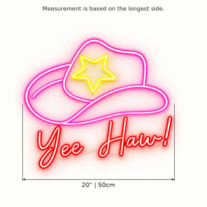 Yee Haw Cowboy Hat Star LED Neon Sign — original product image 03
