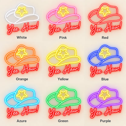 Yee Haw Cowboy Hat Star LED Neon Sign — original product image 04