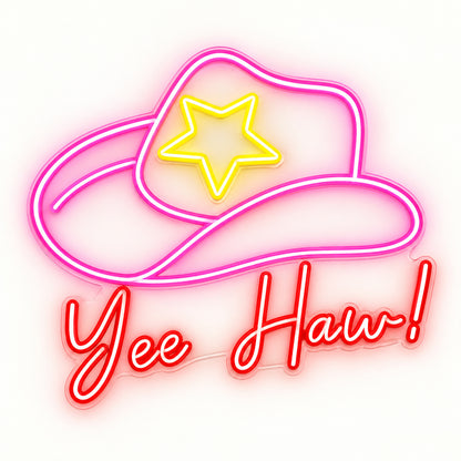 Yee Haw Cowboy Hat Star LED Neon Sign — original product image 06