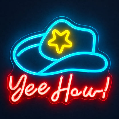 Yee Haw Star Cowboy Hat LED Neon Sign — original product image 01