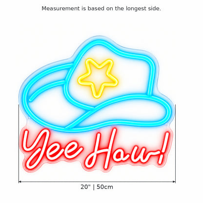 Yee Haw Star Cowboy Hat LED Neon Sign — original product image 03