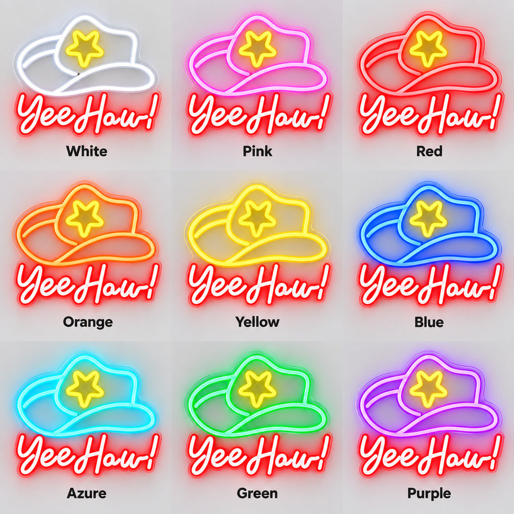 Yee Haw Star Cowboy Hat LED Neon Sign — original product image 04