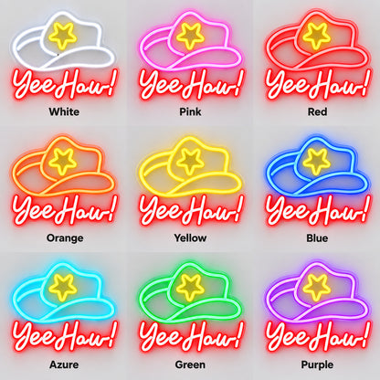 Yee Haw Star Cowboy Hat LED Neon Sign — original product image 04