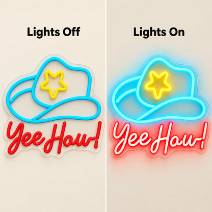 Yee Haw Star Cowboy Hat LED Neon Sign — original product image 05