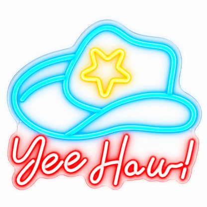 Yee Haw Star Cowboy Hat LED Neon Sign — original product image 06