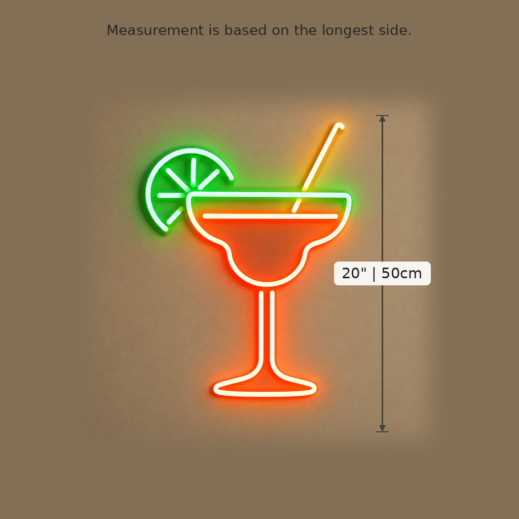 Margarita Cocktail LED Neon Sign size guide