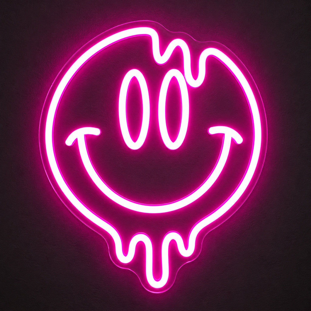 Melting Smiley Face Pink LED Neon Sign main product image