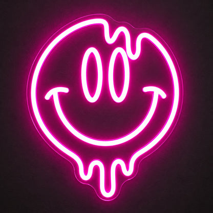 Melting Smiley Face Pink LED Neon Sign main product image