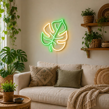 Monstera Leaf Green LED Neon Sign lifestyle scene