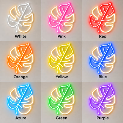 Monstera Leaf Green LED Neon Sign color grid