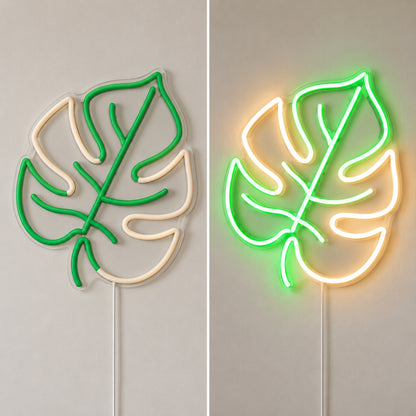 Monstera Leaf Green LED Neon Sign lights off/on