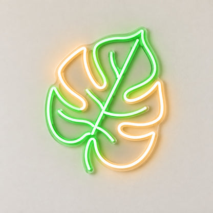 Monstera Leaf Green LED Neon Sign solid background