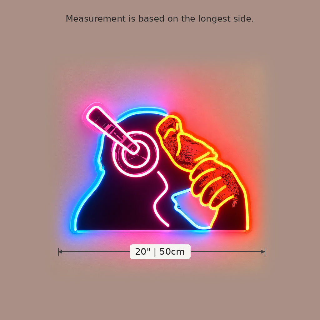 Music Chimpanzee Headphones LED Neon Sign size guide