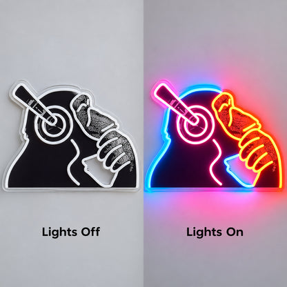 Music Chimpanzee Headphones LED Neon Sign lights off/on